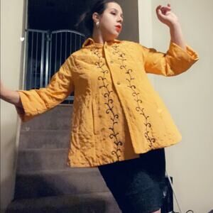 1950s quilted gold swing coat beaded